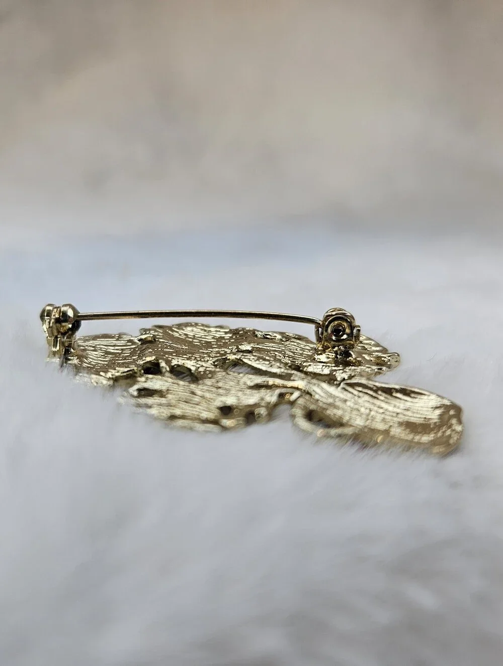 Gold-tone Floral Bouquet Pin with Coral and Purple Enamel